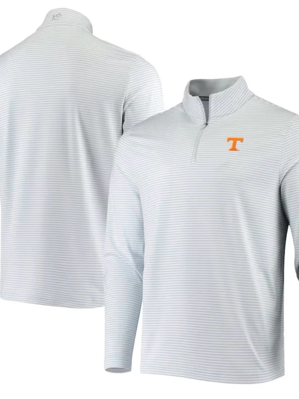 Cutter & Buck Light Gray Striped Quarter-Zip Pullover Tennessee Vols Sz XL